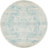 Evoke 253 White Blue Round by Rug Culture -240X240CM - ROUND
