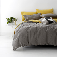 European Vintage Washed Cotton Coal Quilt Cover Set by Park Avenue Queen