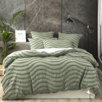 Chenille Wave 100% Cotton Vintage Washed Sage Tufted Quilt Cover Set by Cloud Linen Super King