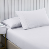 2000TC 3 Piece Fitted Sheet and Pillowcase Set Bamboo Cooling - King - White