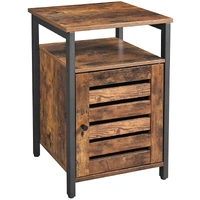Towcester Bedside Table with 2 Adjustable Shelves Steel Frame 40 x 40 x 60 cm Rustic Brown and Black