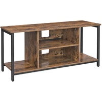 TV Console Unit with Open Storage Rustic Brown and Black Industrial