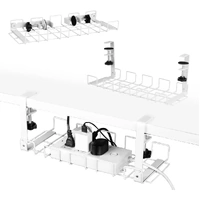 2 pack Under Desk Cable Management Tray, White