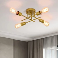 Modern Industrial Chandelier, 4 Light, Gold