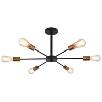 Modern Sputnik Chandelier Black Gold E27 Bulbs