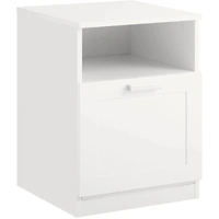 Bedside Table Shelf Drawer, White