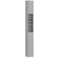 Tall Bathroom Storage Cupboard Shelves, Grey