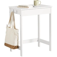 Small White Desk with Drawer Hooks