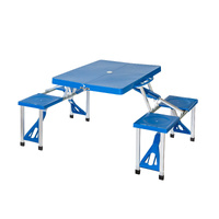 Foldable Lightweight 4-seater Camping Table Set - Blue