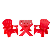 Kids Durable Table and Two Child-sized Chairs Set - Red