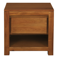 Amsterdam Solid Mahogany Timber 1 Drawer Bedside Table (Light Pecan)