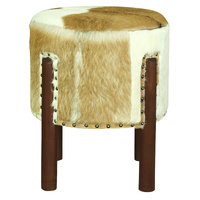 Heritage Genuine Goat Hide Ottoman/Footstool