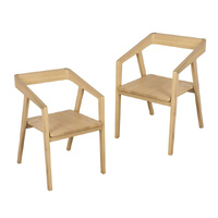 Kyoto Solid Oak Arm Chair - Set of 2 (Natural)