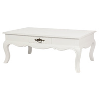 French Provincial 2 Drawer Coffee Table - White