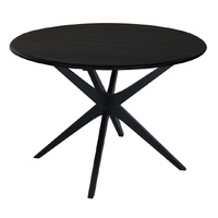 Dion Solid Oak Round Dining Table (Black)