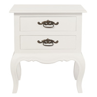 French Provincial 2 Drawer Side Table (White)