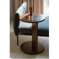 Brentwood Round Solid Timber Lamp Table (Walnut)