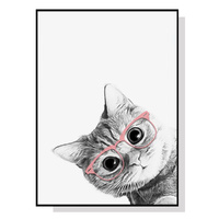 Wall Art 40cmx60cm Cat With Glasses Black Frame Canvas
