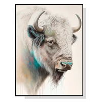 50cmx70cm Great White Buffalo Black Frame Canvas Wall Art 