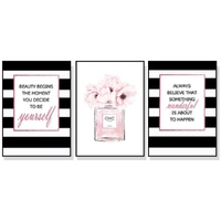 50cmx70cm Fashion Prints 3 Sets Black Frame Canvas Wall Art