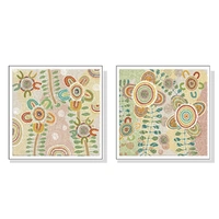 40cmx40cm Lovely Pattern 2 Sets White Frame Canvas Wall Art 