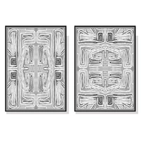 100cmx150cm Black White Pattern 2 Sets Black Frame Canvas Wall Art 