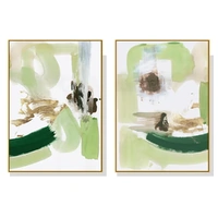 60cmx90cm Abstract Green Mint 2 Sets Gold Frame Canvas Wall Art
