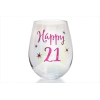 21st Birthday Irid Wine Glass