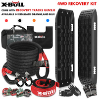 X-BULL 4X4 Recovery Kit Kinetic Recovery Rope Snatch Strap With 2PCS Recovery Tracks 4WD Gen2.0 Black