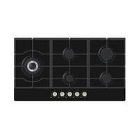 Gas Glass Cooktop 90cm Black