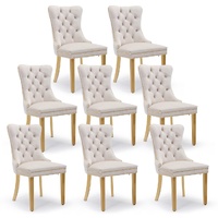 AADEN 8x Velvet Dining Chairs with Golden Metal Legs-Beige