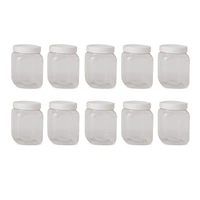 10x 250g Plastic Honey Jars + Lids - Square Clear Food Grade Packaging Containers