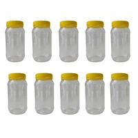10x 1Kg Plastic Honey Jars + Lids - Round Clear Food Grade Packaging Containers