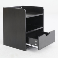 Bedside Table Side Storage Cabinet Nightstand 1 Drawer 2 Shelf LARK BLACK