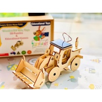 Model Bulldozer Tipper truck: Solar or battery powered plywood model-includes Motor or Solar powered options plus paint brush set