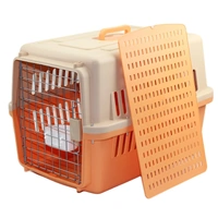 YES4PETS Large Dog Cat Crate Pet Carrier Rabbit Airline Cage With Tray, Bowl & Wheel Orange