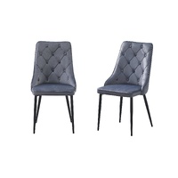 Button Tufted Grey Dining Chairs -Set of 4
