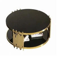 Chelsea Gold Coffee Table - Black Glass