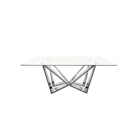 Roula Silver Dining Table  - Clear Glass - 240cm x 110cm