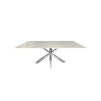 Miles Silver With White Marble Dining Table - 90cm x 180cm