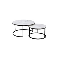 Nesting Style Coffee Table - White on Black - 80cm/60cm