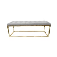 Holly Ottoman Gold Base - Light Grey Seat