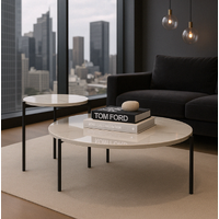 Interior Ave - Bianco Nested Coffee Table Set - White Marble Stone