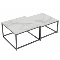 Interior Ave - Ciest Square Nested Coffee Table Set - White Marble Stone