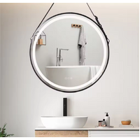 Interior Ave - LED Round Hanging Salon / Bathroom Wall Mirror - Black - 60cm