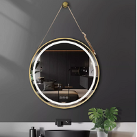 Interior Ave - LED Round Hanging Salon / Bathroom Wall Mirror - Gold - 80cm