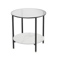 Cosmopolitan Two Tier Mix Side Table - Marble & Glass