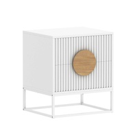 Fluted Bedside Table in White