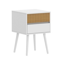 Bedside Table with 2 Drawer in White & Natural