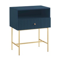 Slender Fluted Bedside Table in Blue